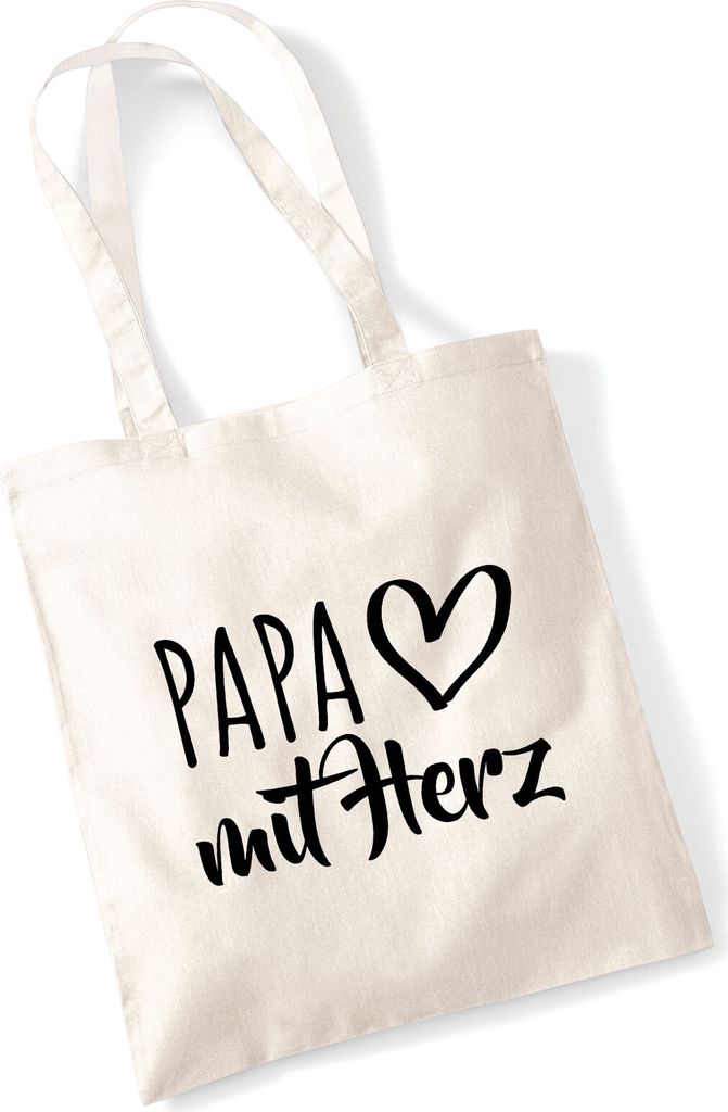 Huuraa Jutebeutel Papa mit Herz 10 Liter Natural Baumwolle Tasche Geschenkidee