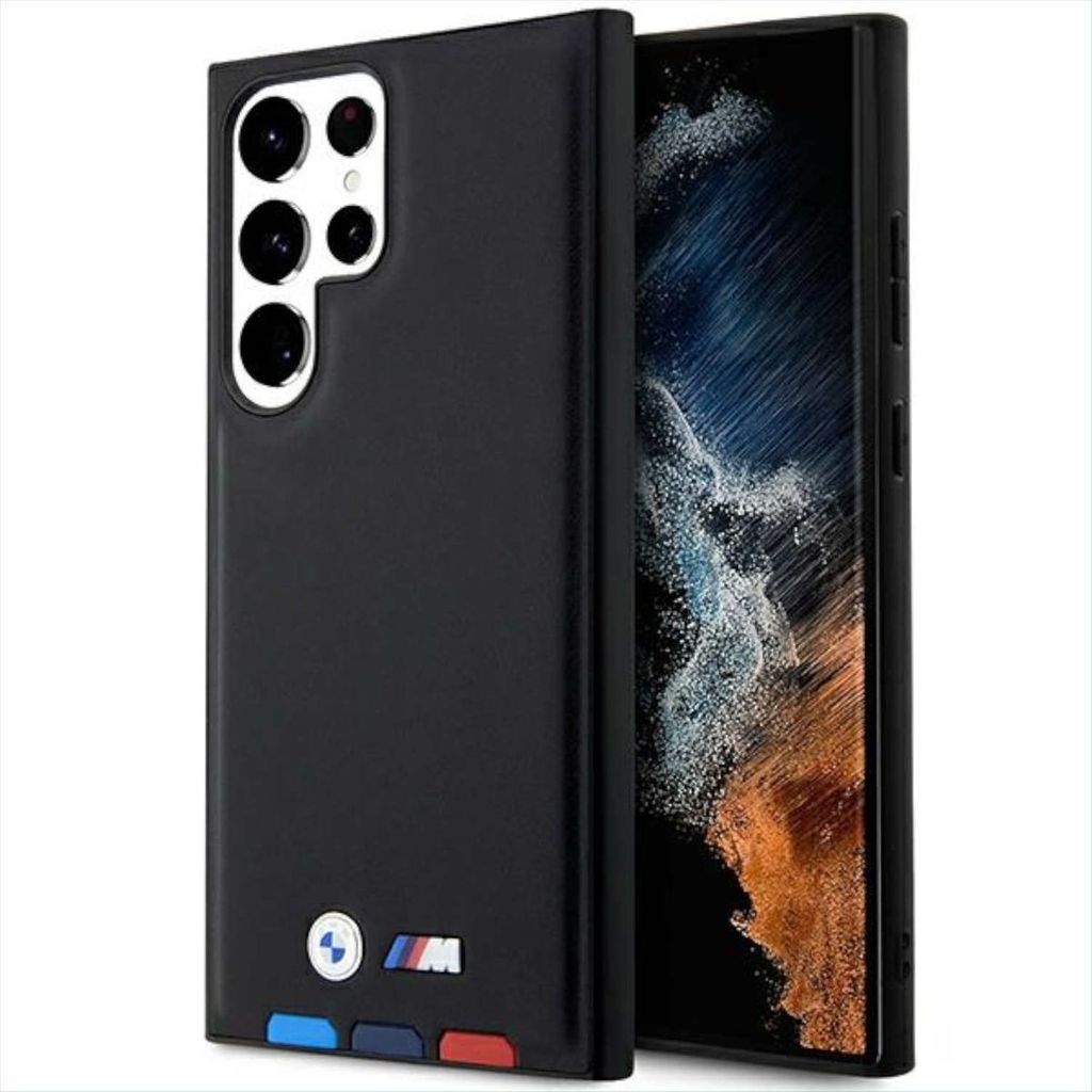 Leren telefoonhoesje voor BMW, met driekleurig logo, Productafbeelding 