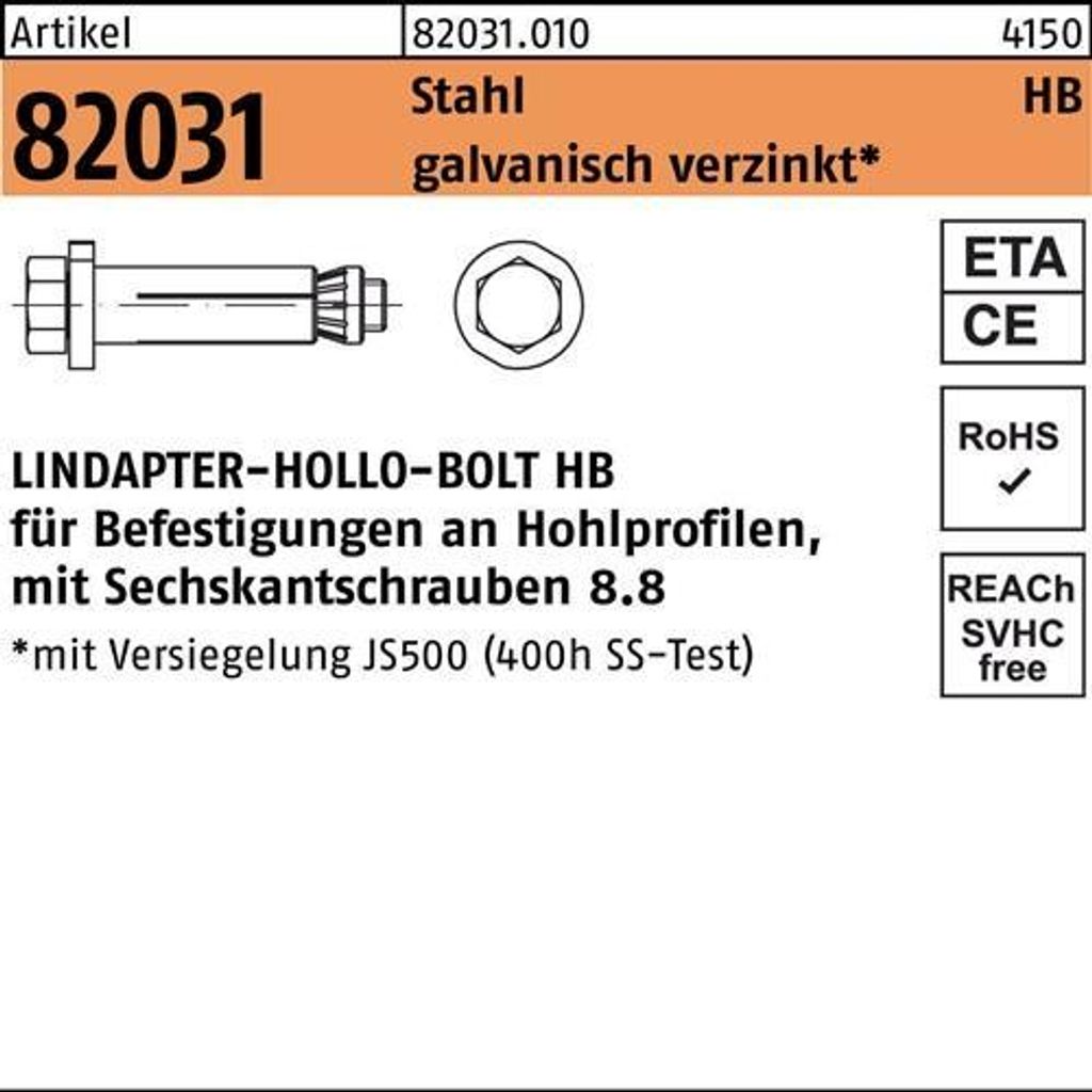 Hohlraumdübel R 82031 6-ktschraube HB 20-3 (150/86) 8.8 galv.verz. 1St.