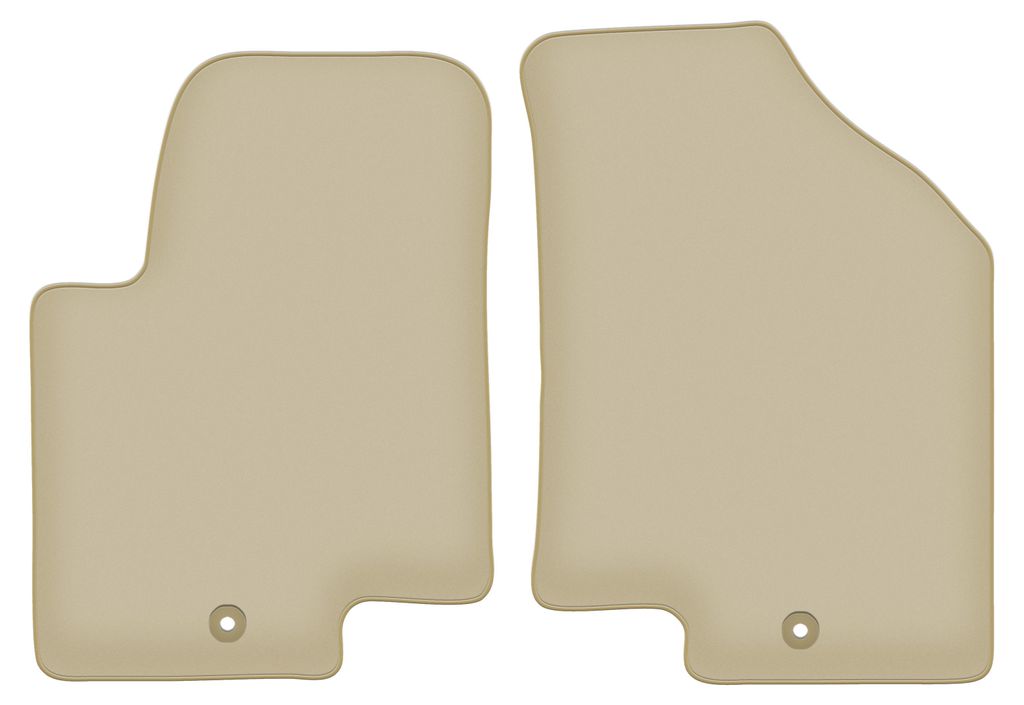 Velours-Fußmatten Vorne PREMIUM beige passend für Kia Soul I (2009-2013, Crossover) – mit Befestigungen – passgenau