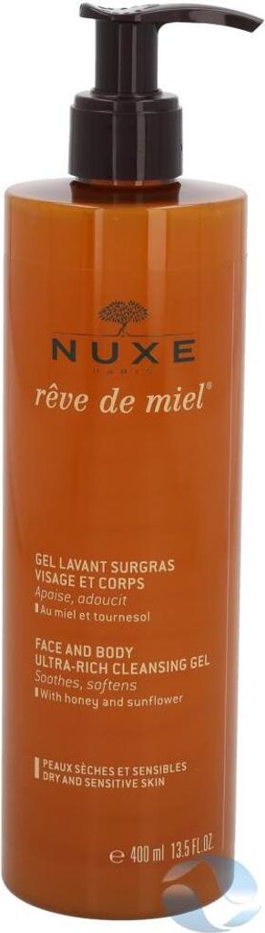 Nuxe Reve De Miel Face And Body Ultra-Rich Cleansing Gel Dry and Sensitive Skin, With Honey and Sunflower 400 ml