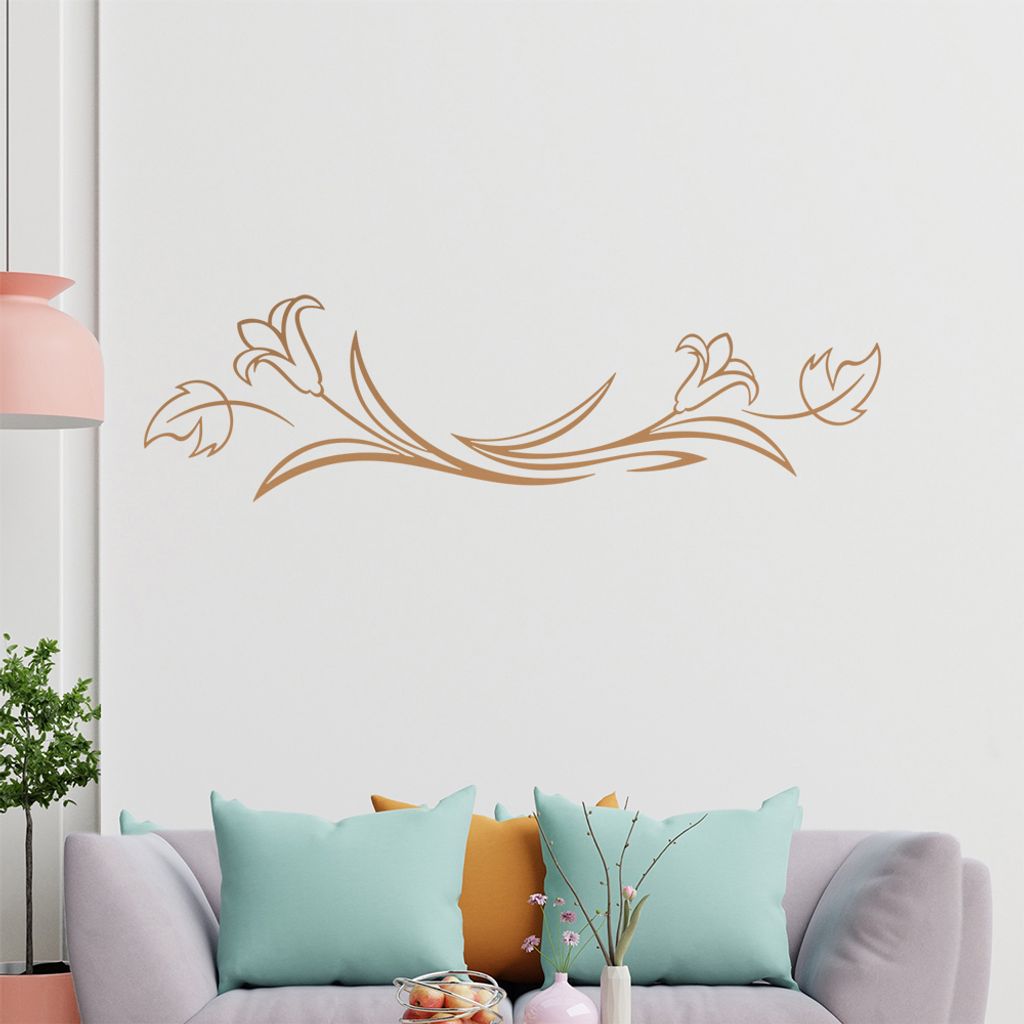 Blume - Linien Wandtattoo in 6 Größen - Wandaufkleber Wall Sticker - Dekoration, Küche, Wohnzimmer, Schlafzimmer, Badezimmer