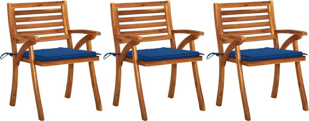 Garten-Essstühle mit Kissen 3 Stk. Massivholz Akazie