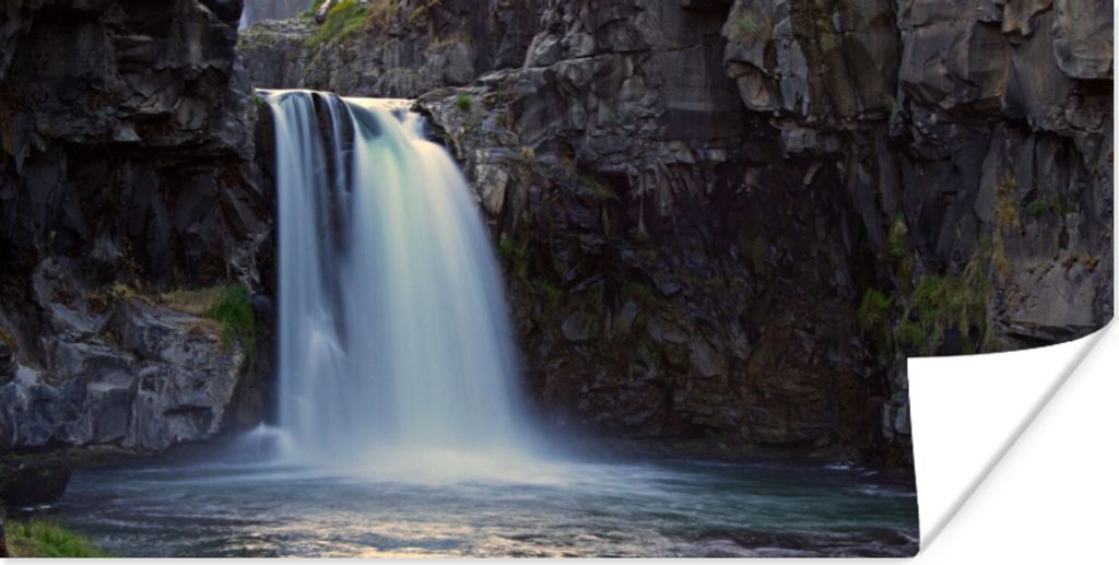 MuchoWow Poster Wasserfall - Wasser - Felsen 160x80 cm - Foto Poster