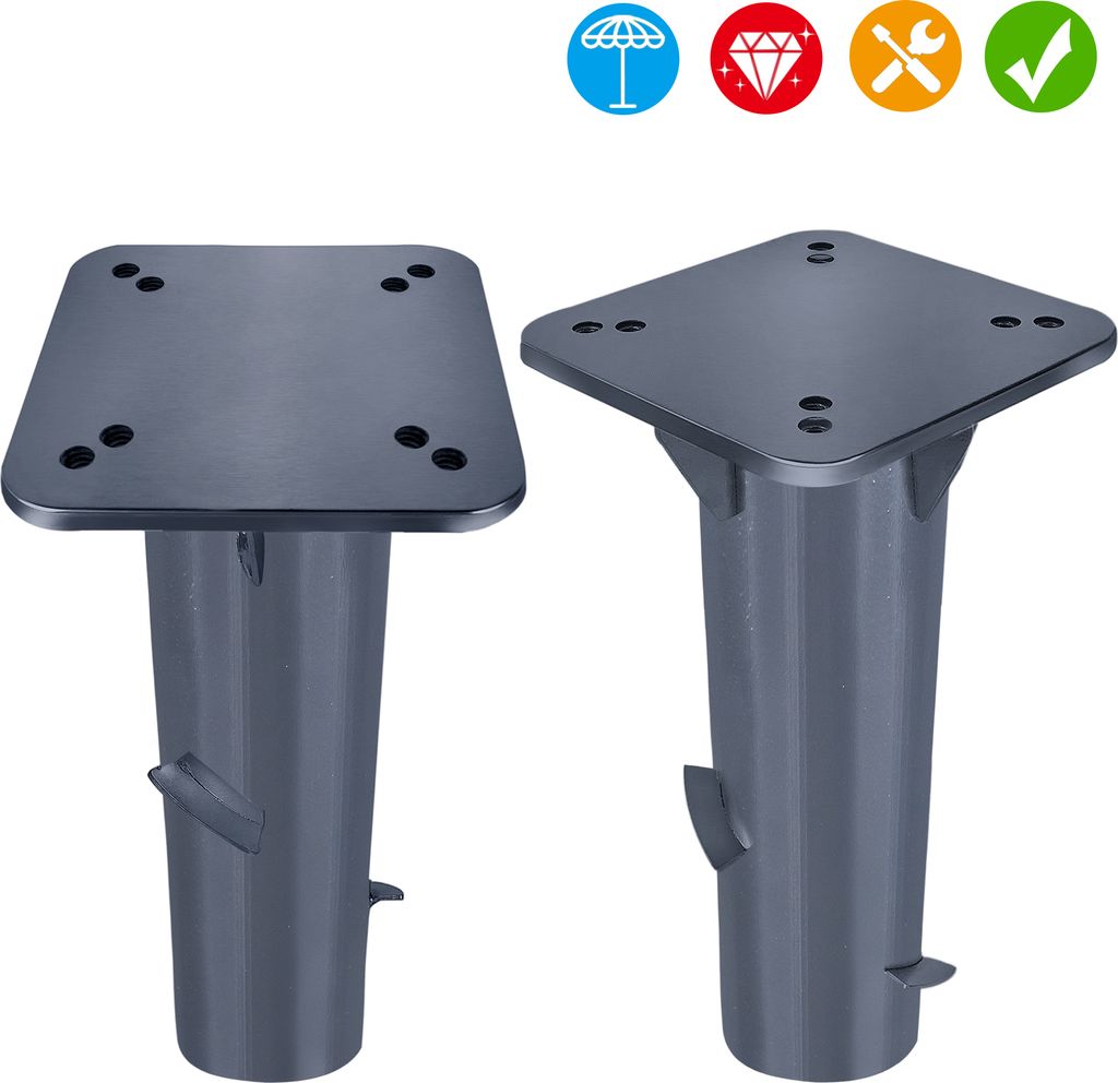 UISEBRT 2XUniversal Bodenplatte Sonnenschirmständer Metall Bodenhülse Bodenanker Für Sonnenschirm Sonnenschirmhalter Schirmständer Dunkelgrau
