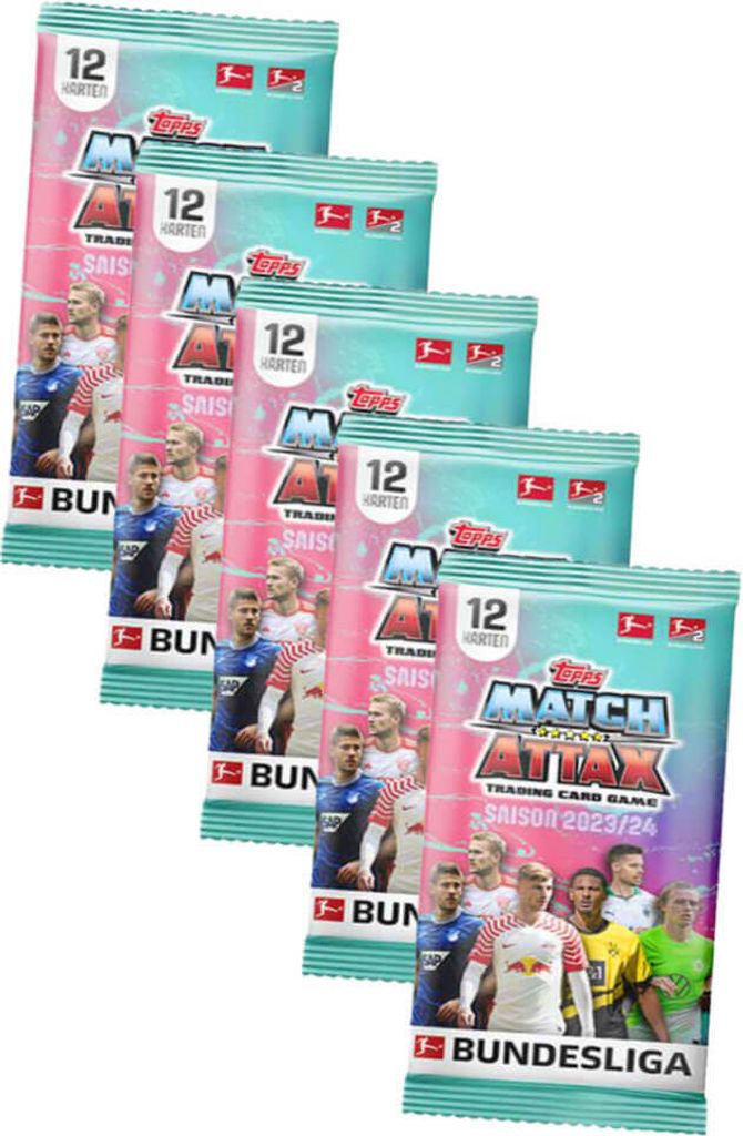 Topps Match Attax Bundesliga Karten Saison 2023 / 2024 - 5 Booster Sammelkarten