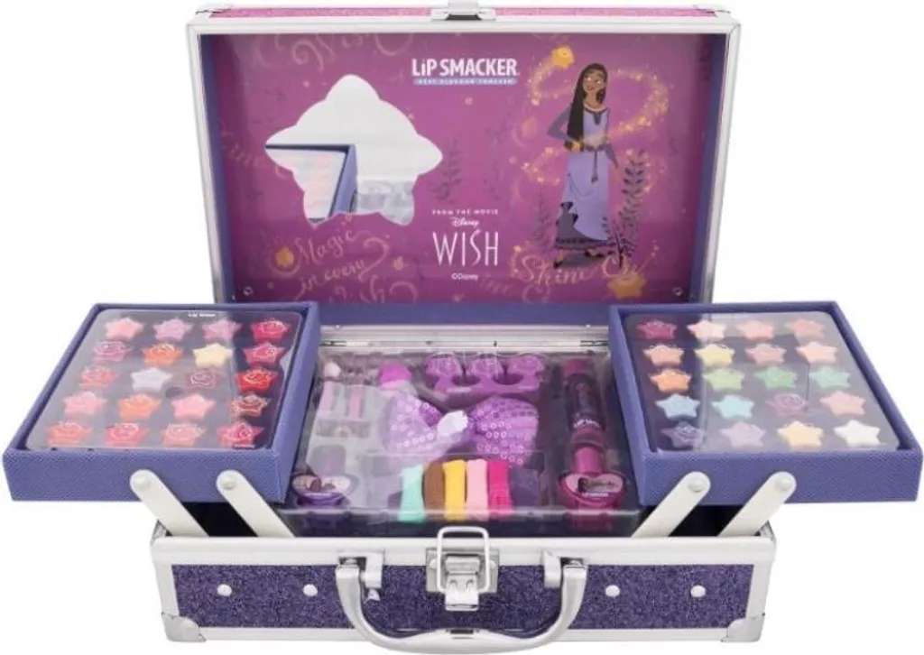 Mallette maquillage Disney Wish Lip Smacker avec rangements et paillettes