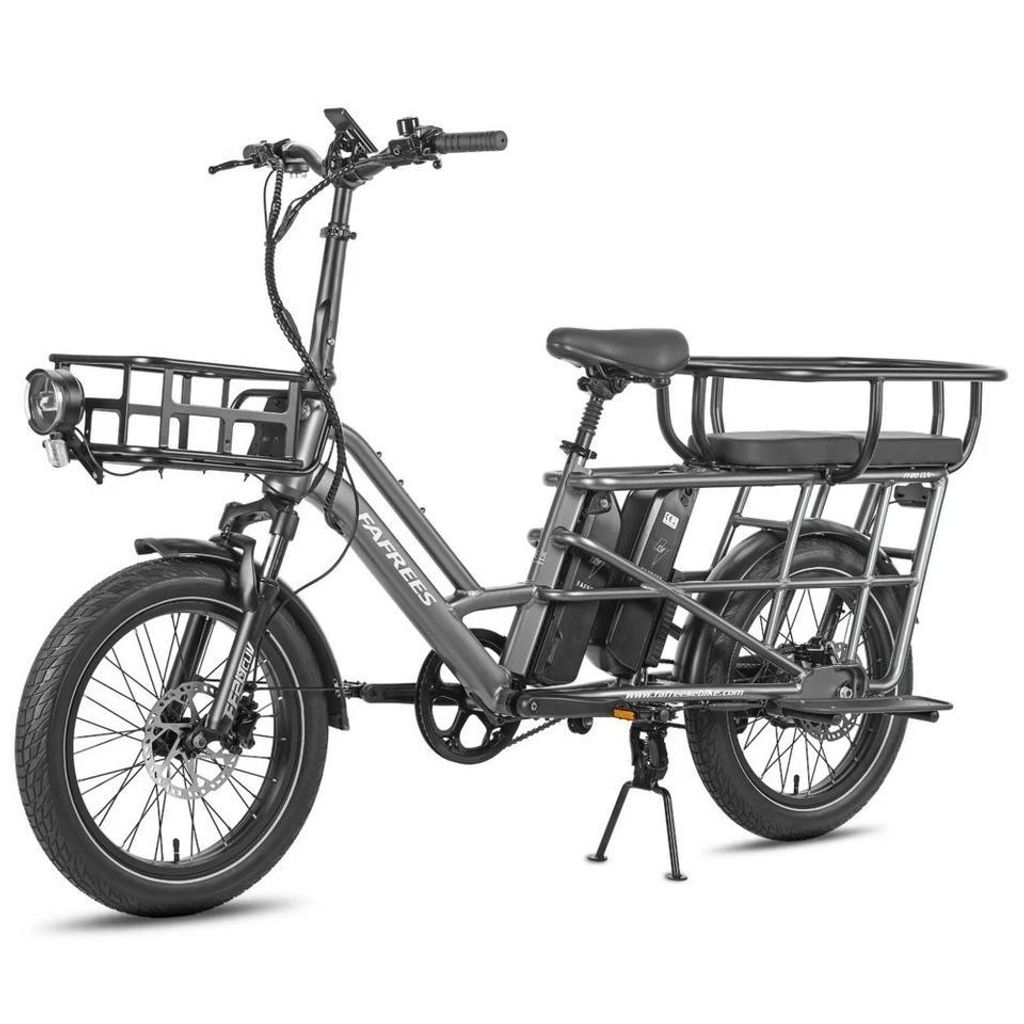 20 Zoll Elektrofahrrad mit Kindersitze Vorderkorb E Bike 24AH 200kg Zuladung CUV für Damen Herren City E-Bikes & E-Hollandräder Schnellladung Grau