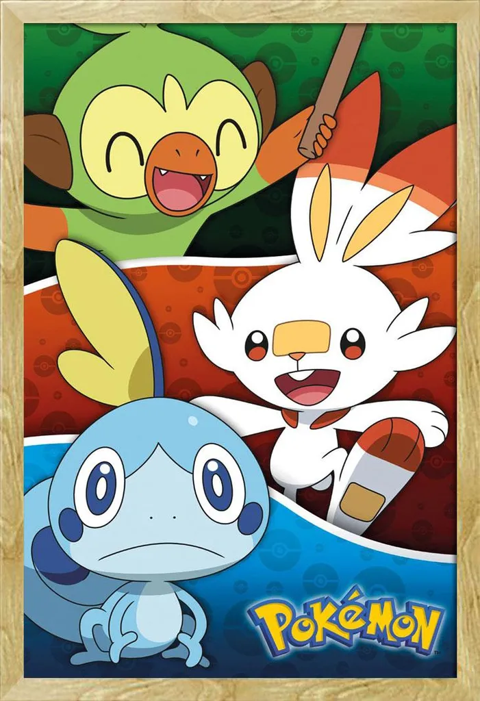 Regalo Pokémon: Poster Galar Starters Incorniciato Shinsuke Faggio