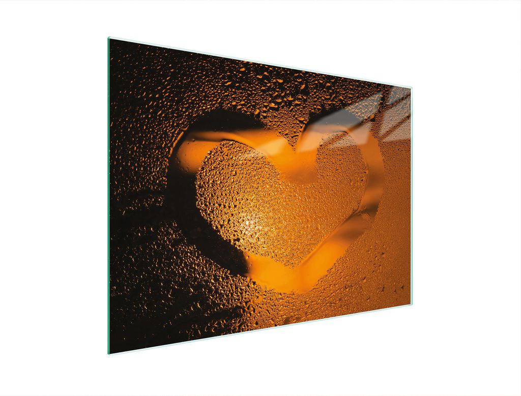 Schneidebrett Herdabdeckplatte Multiglasschneidplatte 30x22 cm Herz Orange