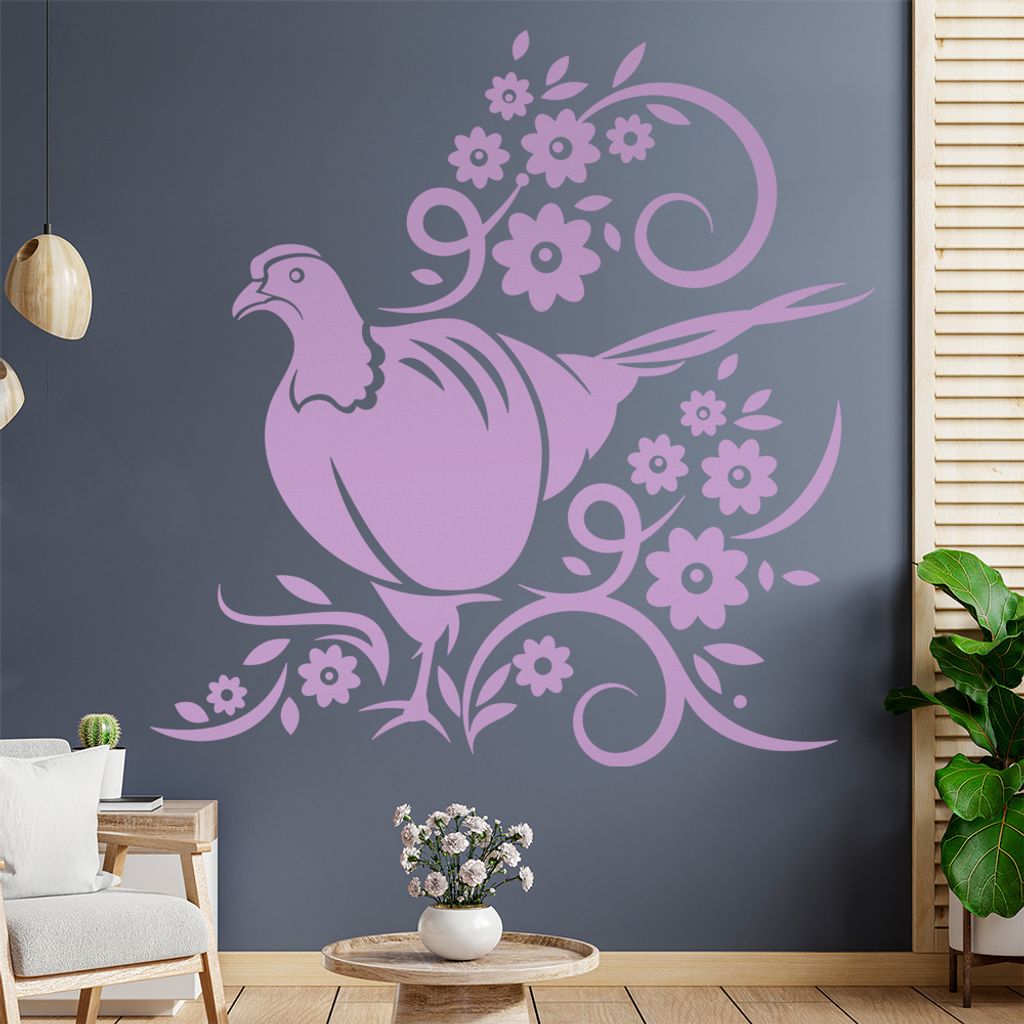 Tribal Huhn Blumen Wandtattoo in 6 Größen - Wandaufkleber Wall Sticker - Dekoration, Küche, Wohnzimmer, Schlafzimmer, Badezimmer