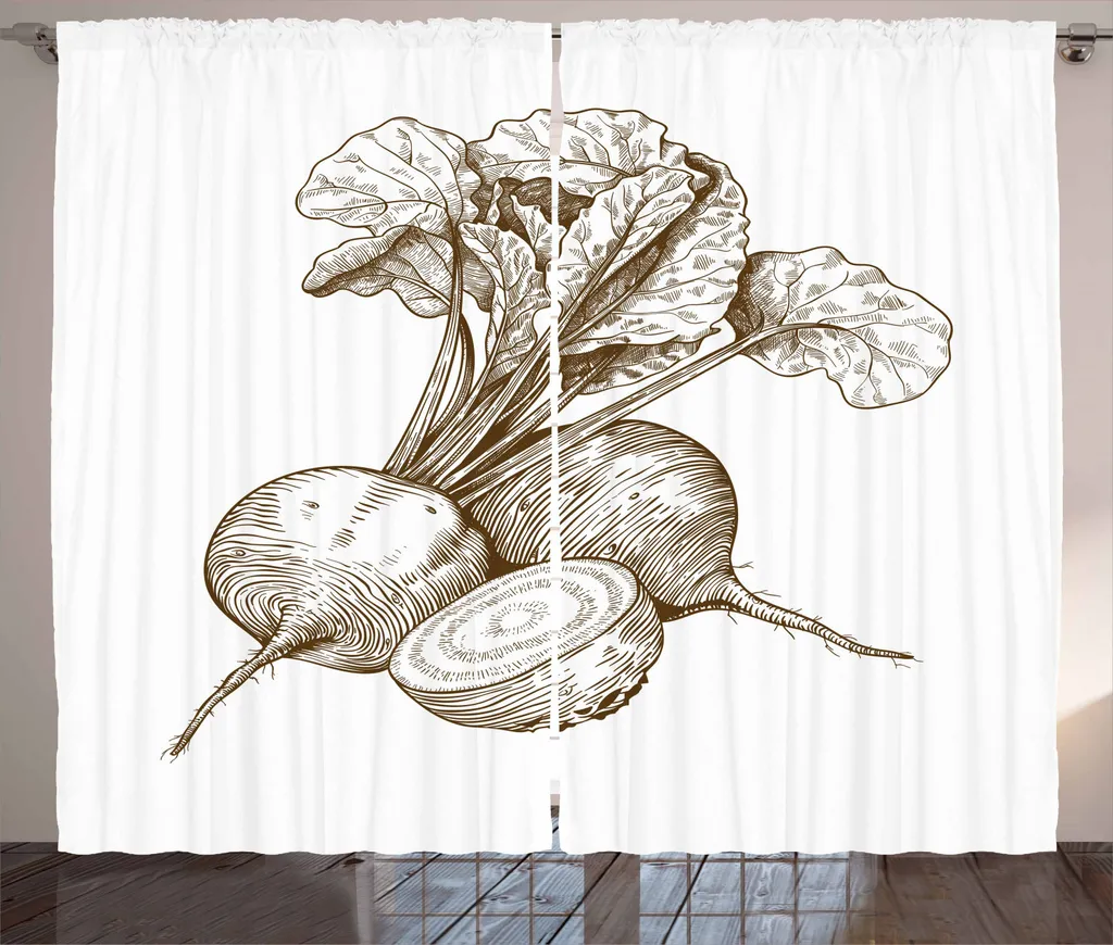 Tenda Lavabile Motivo Piante ABAKUHAUS 280x245 cm Bianco Marrone
