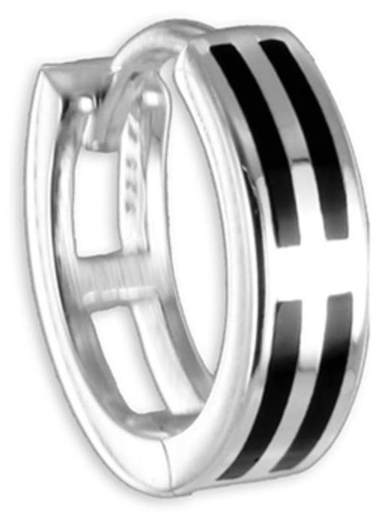 Herren Ohrring: 925 Silber Creole mit Onyx Produktbild 