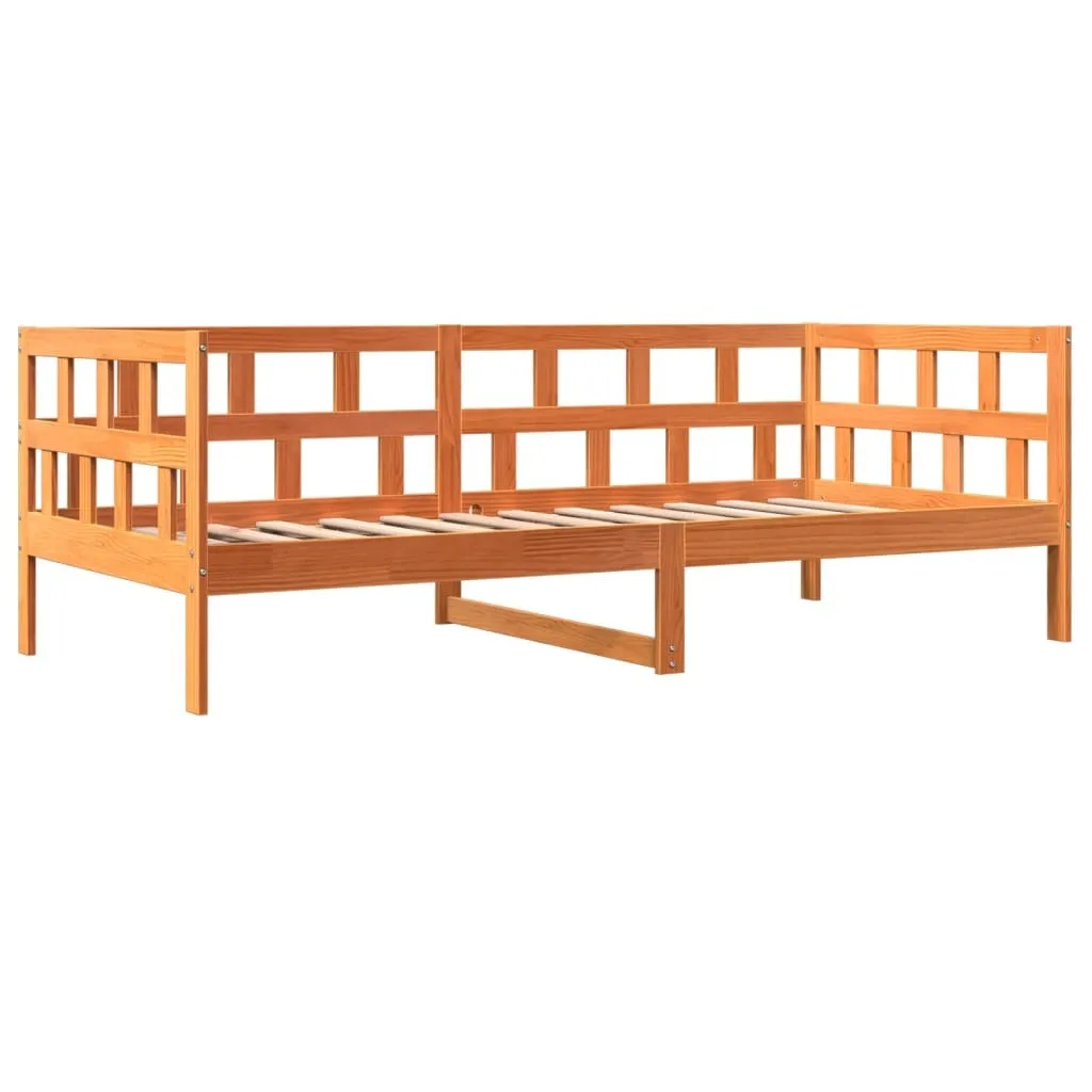 Lit de jour 90x200 cm en pin massif marron ciré pour chambre d'amis