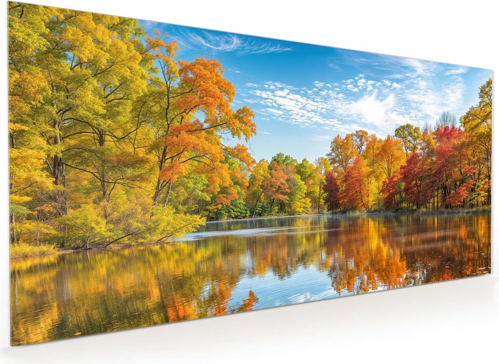 Küchenrückwand Spritzschutz Glas mit Motiv Herbstlicher See 40 x 40 cm