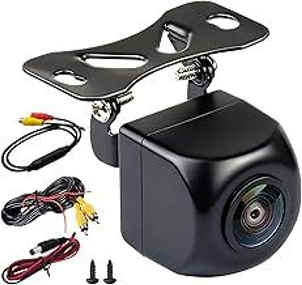 Telecamera posteriore 1080P AHD con grandangolo 170°, visione notturna e impermeabilità IP68 – telecamera universale per auto/camion, facile da montare vicino alla targa, compatibile con display AHD e unità principali