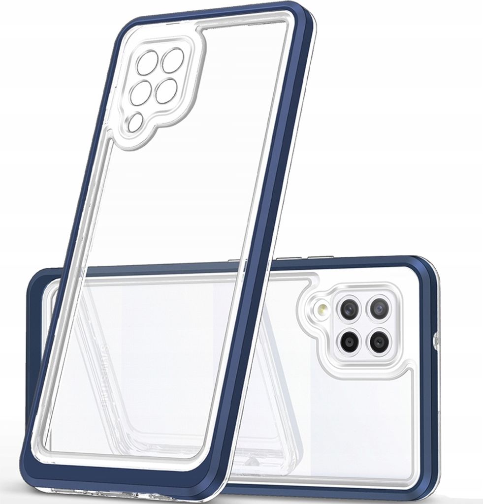 Clear 3in1 Case für Samsung Galaxy A42 5G Gel Cover mit Rahmen blau