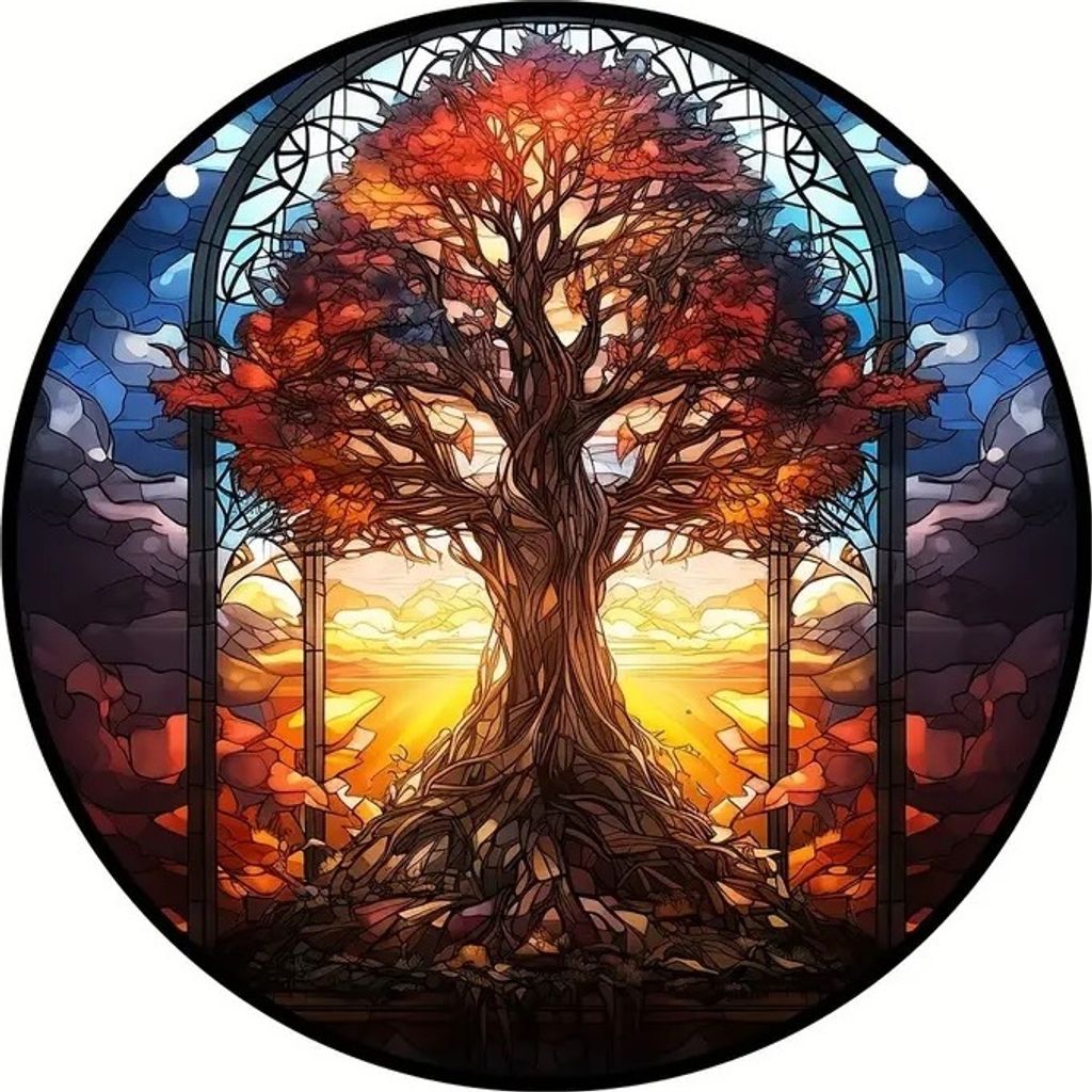 Sonnenfänger Tree of Life - Buntglasfenster für Harmonie & Ruhe KP32329