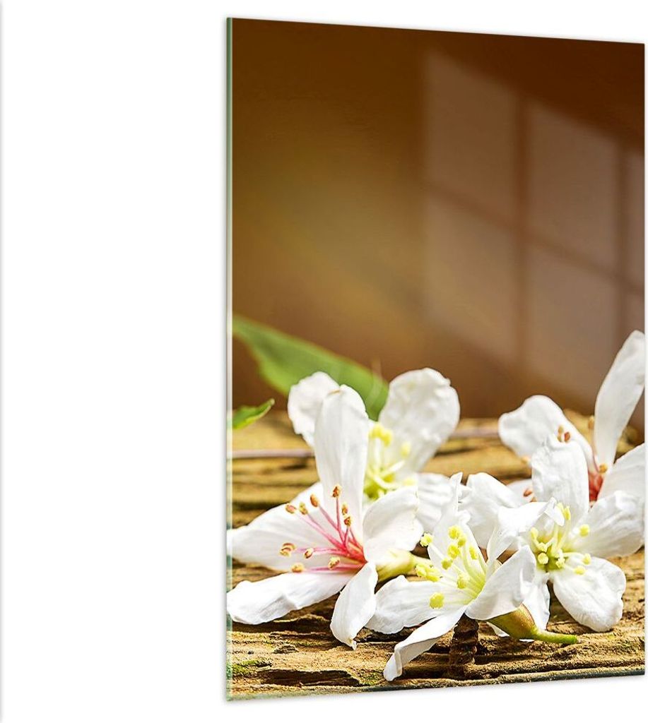 Bilder auf glas - Einteilig - Asien spa bambus blume - 80x120cm - Glasbilder - Wandbilder - Bilder - zum Aufhängen bereit - Wanddekoration aus Gla...