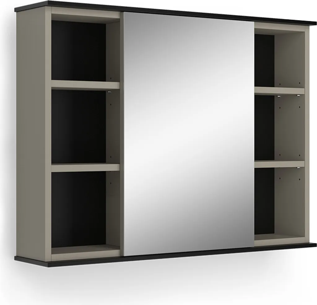 Vicco Specchio contenitore bagno Joli, 80 x 60 cm con specchio, Grigio/Nero