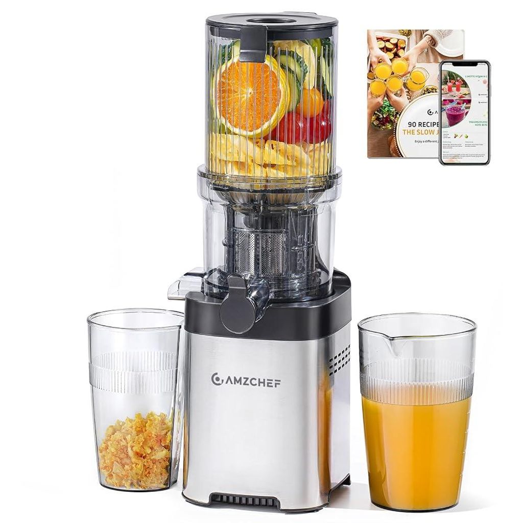 AMZCHEF Entsafter mit 113MM Einfüllöffnung, 1,8 L Slow Produktbild 