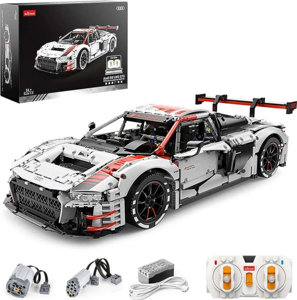 Audi R8 Rastar 1:8 : Modèle RC géant avec 3322 briques haute précision