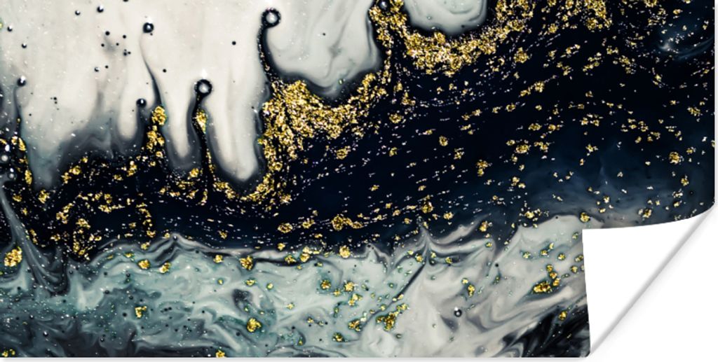 MuchoWow Poster Marmor - Abstrakt - Gold - Luxus 80x40 cm - Wanddeko