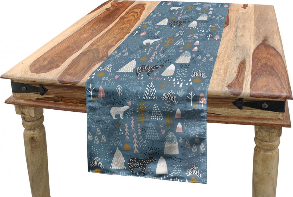 ABAKUHAUS Wald Tischläufer, Scandinavian Wildlife, Esszimmer Küche Rechteckiger Dekorativer Tischläufer, 40 x 225 cm, Mehrfarbig