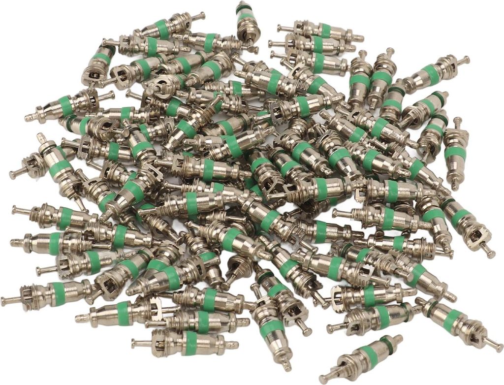 100 Stück Klimaanlage Ventil Kern R12 Amerikaner mit grünem Gummi -Ring für Auto