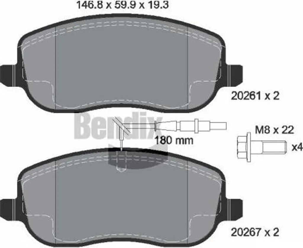 Plaquettes de frein BENDIX BPD1128 OE 1617258380 pour Jumpy et Expert