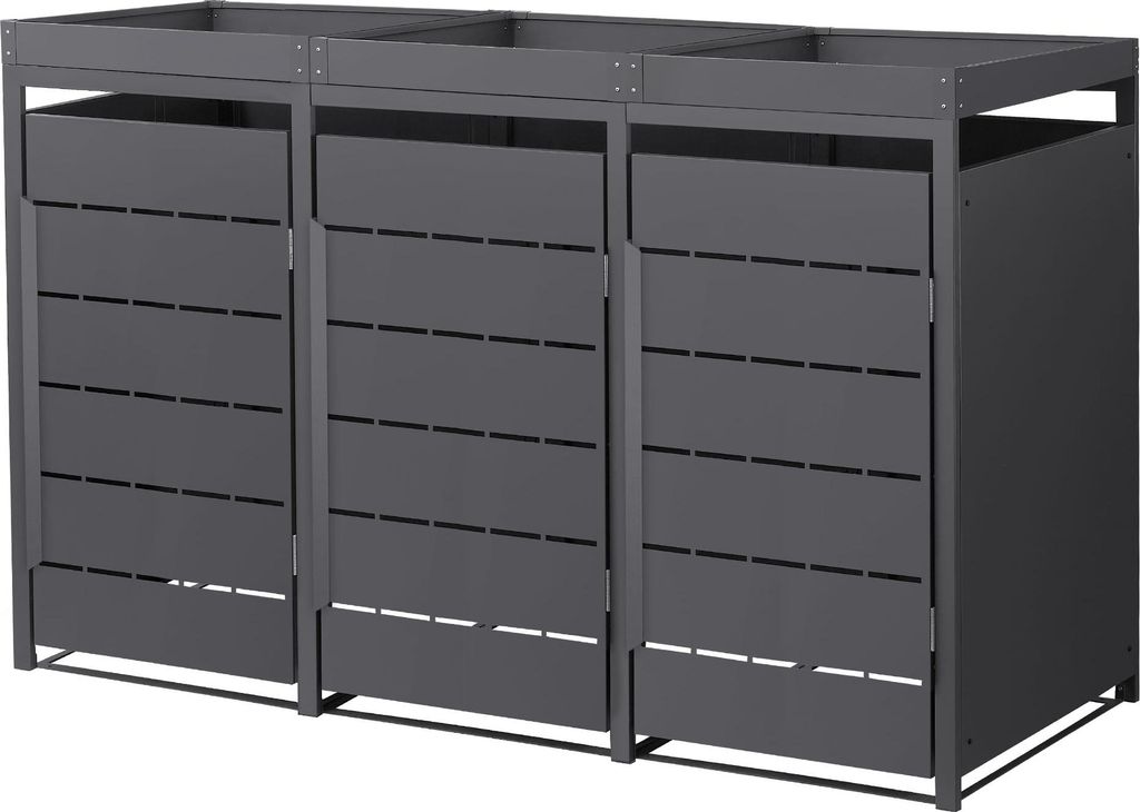 ML-Design Contenitore per rifiuti a 3 scomparti con tetto Immagine del prodotto 