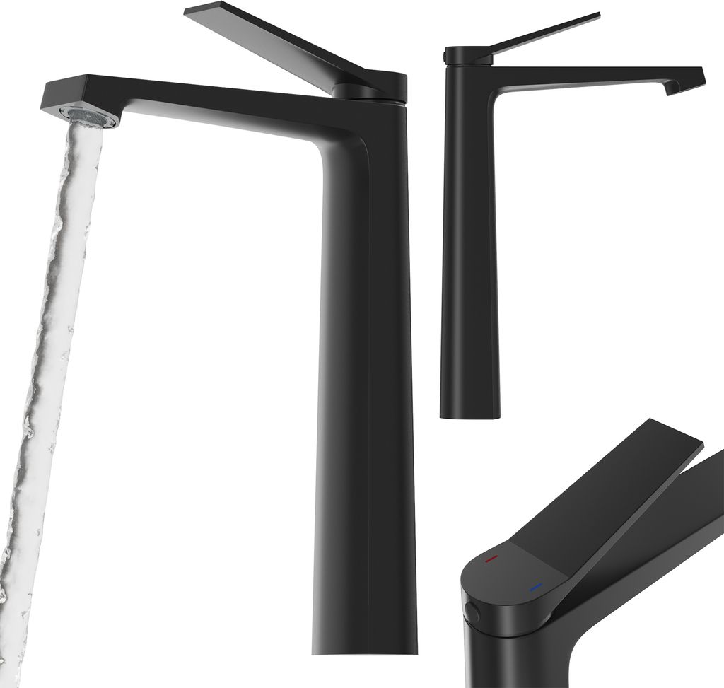 Waschbeckenarmatur Schwarz Hoch Bad Messing Moderne Armatur Selva