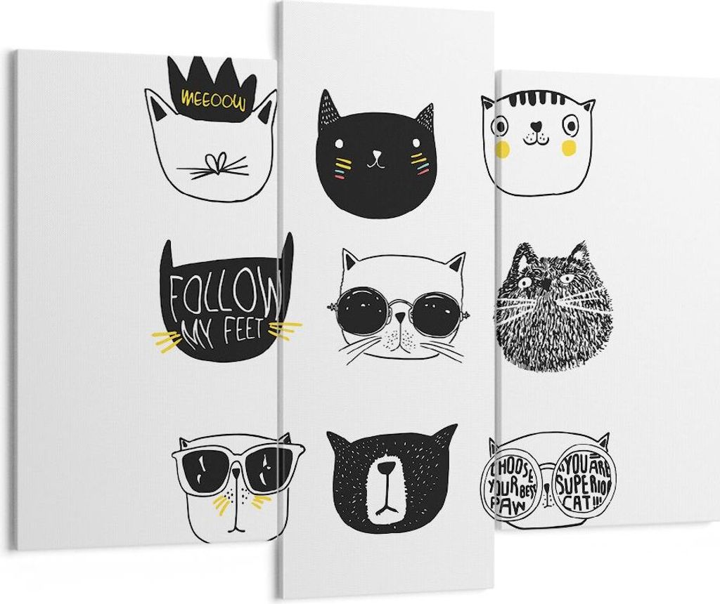 Bild auf Leinwand - Leinwandbild - Katze Haustier Tiere Illustration - 130x100cm - Wand Bild - Wanddeko - Leinwanddruck - Bilder - Kunstdruck - Lei...