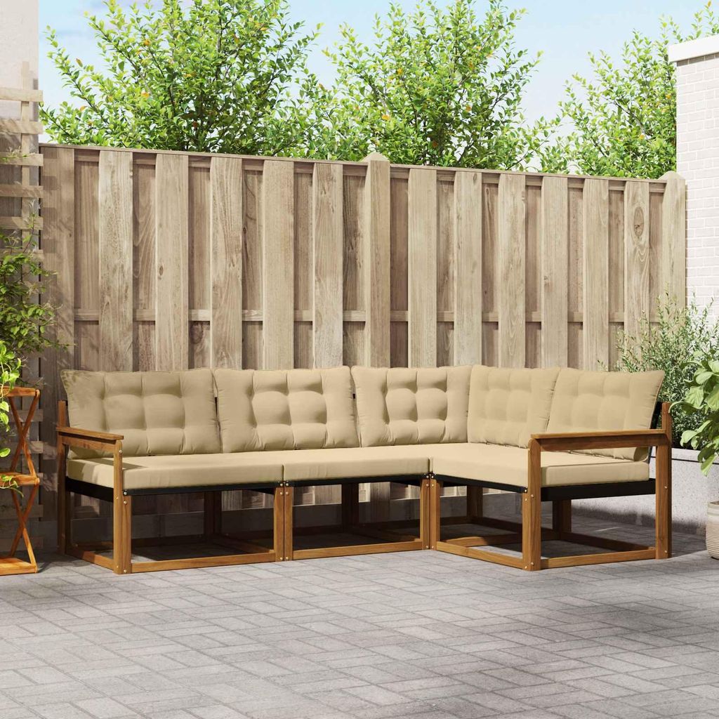 "im Sonderangebot"Sofa Set mit Kissen 4 pcs - Moderne Design - Natur und Beige - Gartensofas Promotion475339