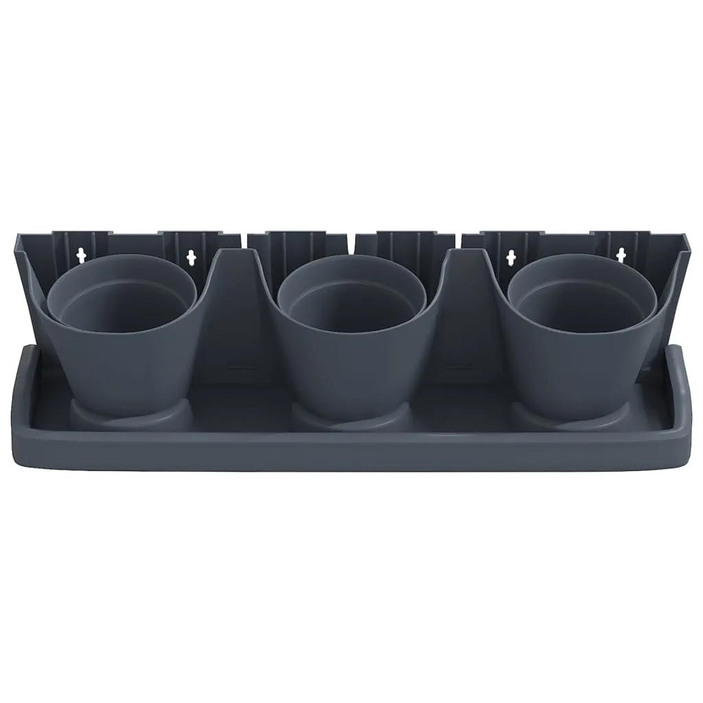 Set 12 Pots Verticaux en Polypropylène Anthracite - Durable et Modulaire