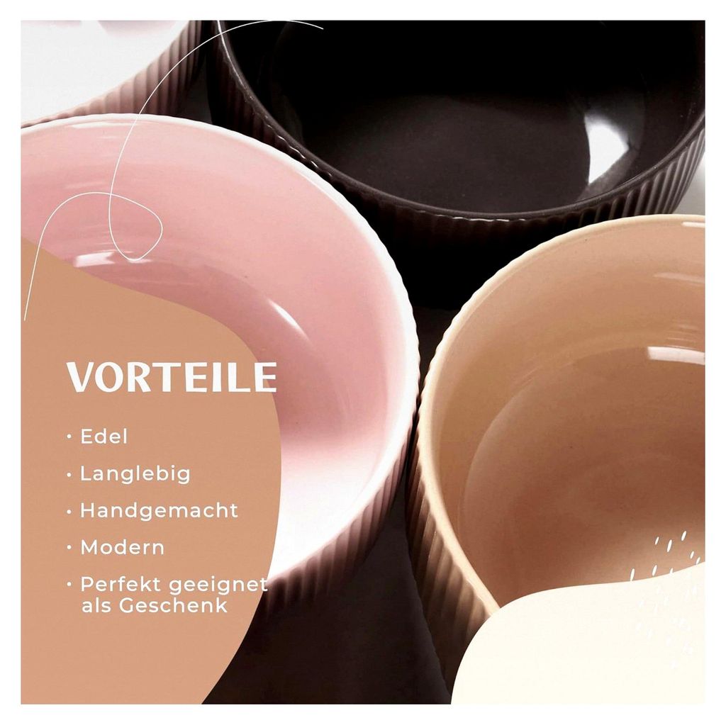 Müslischalen Set | 6 x 750 ml | Groß | Für Suppen, Müsli, Ramen - Keramik Schüssel Set