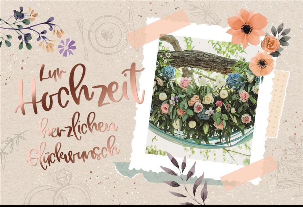 Hochzeit - Glückwunschkarte im Format 11,5 x 17 cm mit Umschlag