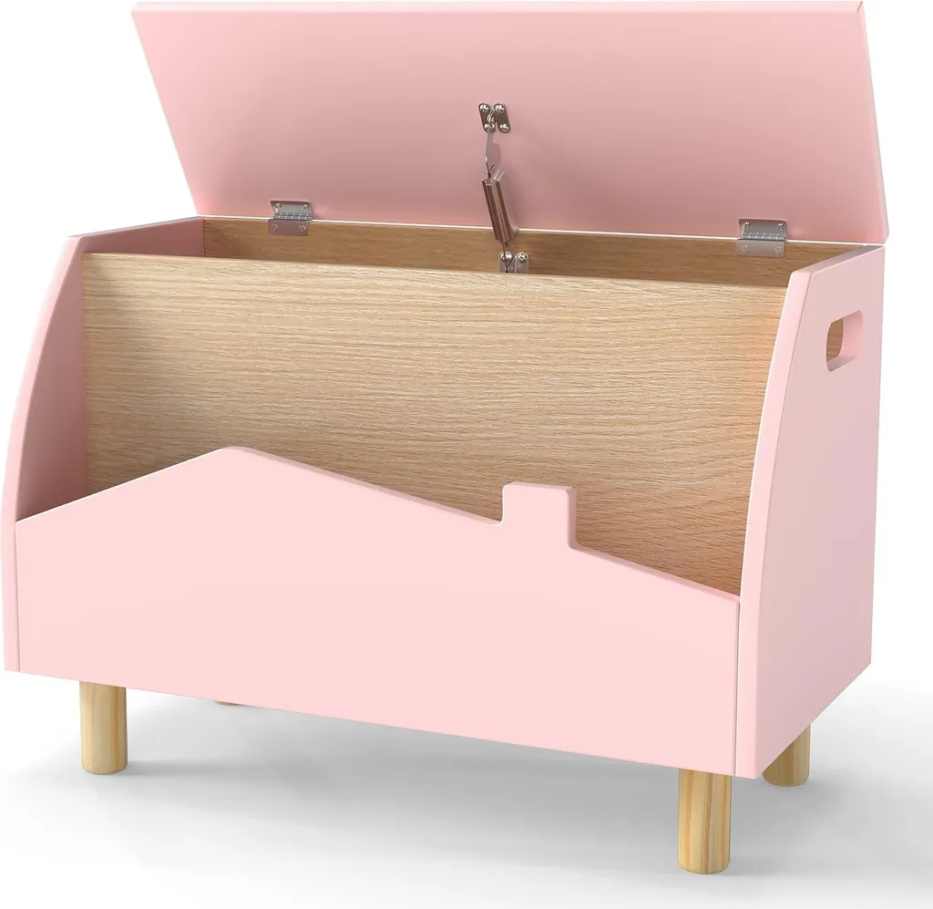 Meuble de rangement jouets en bois rose pour organiser chambre enfant