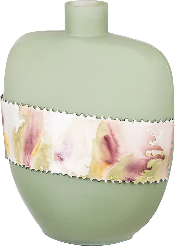 Vase centre de table Imperial en verre vert Gilde - Idéal bouquet de fleurs
