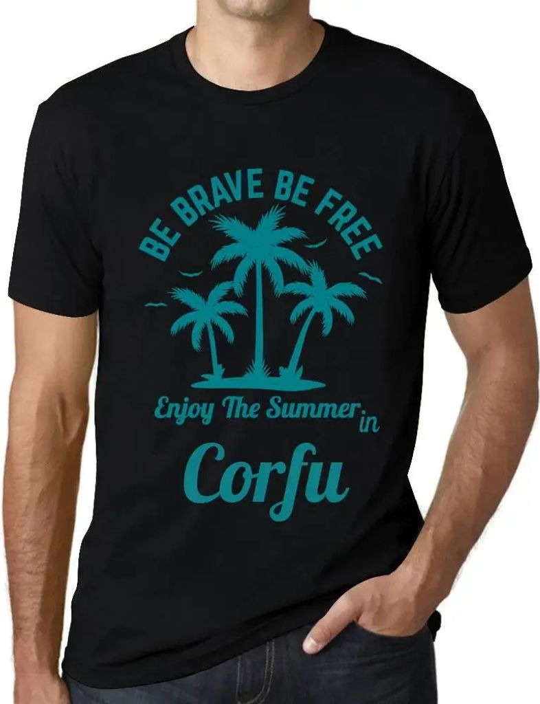 Herren Grafik T-Shirt Sei mutig sei frei genieße den Sommer auf Korfu – Be Brave Be Free Enjoy The Summer In Corfu – Öko-Verantwortlich Vintage