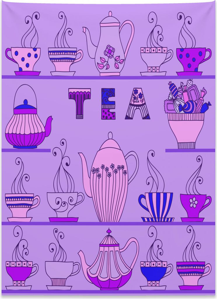 Abakuhaus Tee Wandteppich, Bunter Retro Verzierungs-Text aus Weiches Mikrofaser Stoff Kein Verblassen Klare Farben Waschbar, 110 x 150 cm, Mehrfarbig