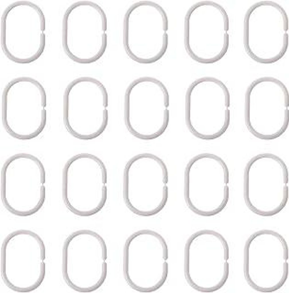 Duschvorhangringe, 20 Pcs Kunststoff Duschvorhang Haken, Ringe für Duschvorhang in C-Form, Vorhang Aufhängeringe