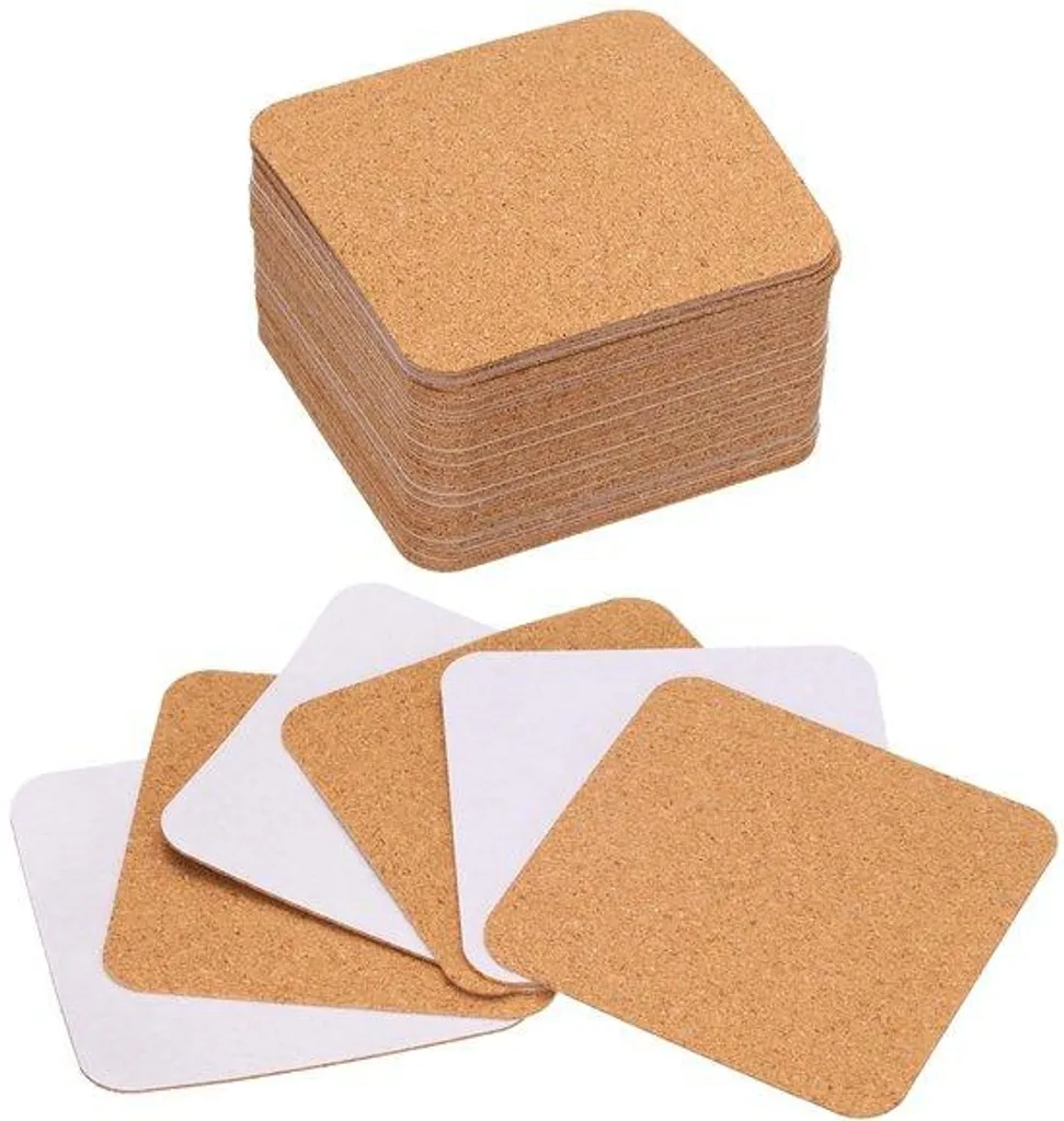 Plaque de bois autocollante carrée 10x10cm - Lot de 50 tapis en bois DIY