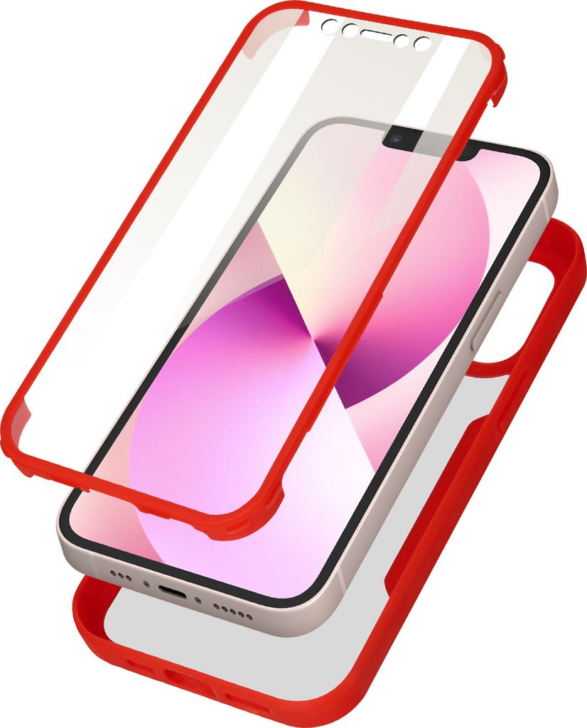 iPhone 13 stoßfeste Hülle, harte Rückseite + Silikonumrandung – rot