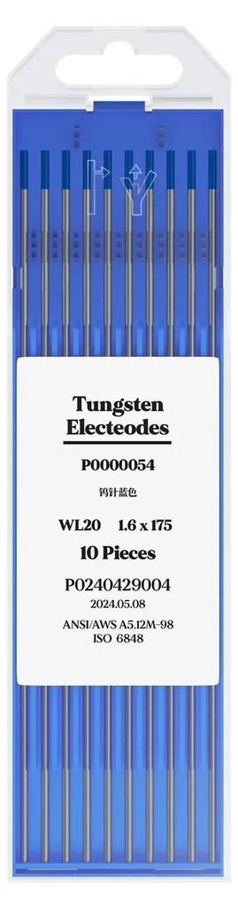 Électrodes tungstène WL20 1,6 x 175 mm pour soudage TIG AC/DC - 10 pcs
