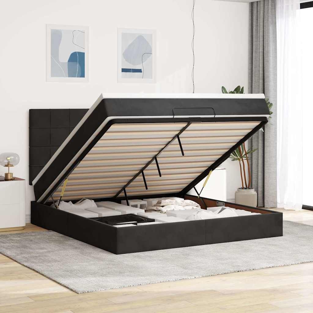 Maison Exclusive - Ottoman-Bett mit Matratzen Schwarz 180x200 cm Samt