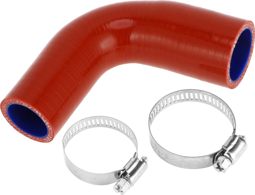 1 Satz 28mm/1.1"-32mm/1.26" ID 90mm/3.54" Länge 90° Rot Blau Auto Silikonschlauch mit Schellen Kühlmittelschlauch Universal