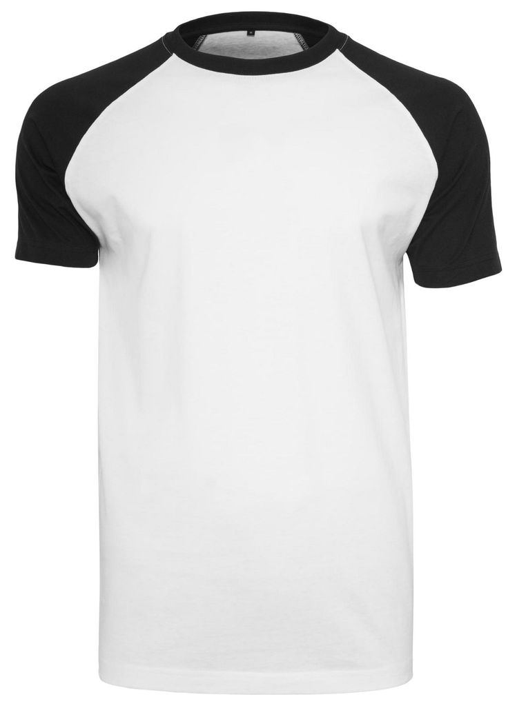 Build Your Brand - T-Shirt für Herren/Damen Uni Raglanärmel LT1945 (XL) (Weiß/Schwarz)