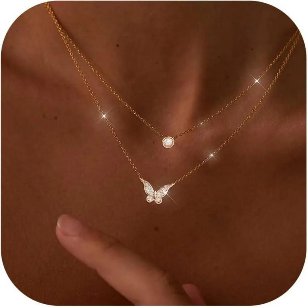 Collier Layering Argenté 14K pour Tenue de Soirée ou Look Casual Chic