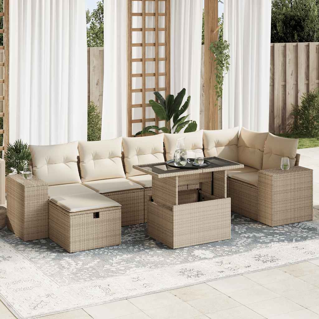 Maison Exclusive - 5-tlg. Garten-Sofagarnitur mit Kissen Beige Poly Rattan